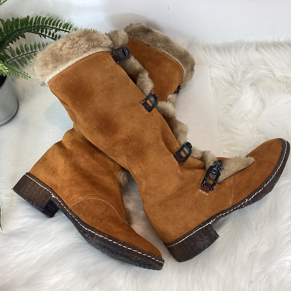 VINTAGE SUEDE LEATHER 70’S SNO-MOUNT BOOTS MADE IN ENGLAND EUC SZ 8 - Picture 12 of 14